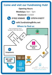 A map showing where to find Well Wishers charitable hub.